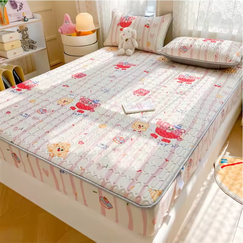Natural Latex Summer Cooling Mat – Thick Ice Silk Mattress Cover with Pillowcase - Image 7