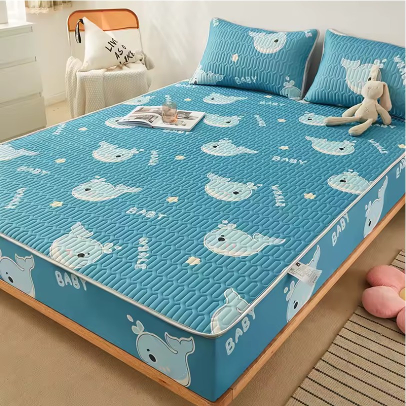 Natural Latex Summer Cooling Mat – Thick Ice Silk Mattress Cover with Pillowcase - Image 6