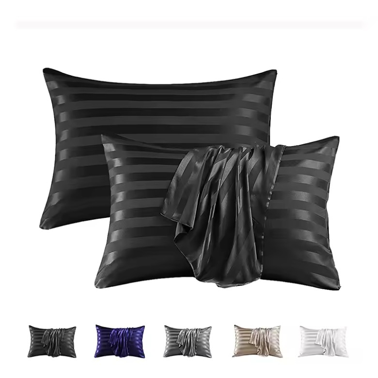 Imitation Silk Satin Striped Pillowcases – Soft, Elegant & Breathable - Image 4